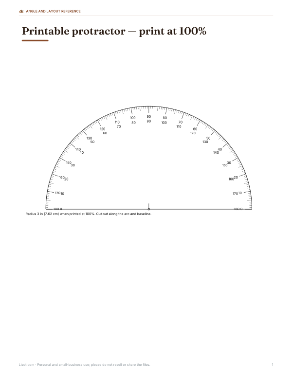 Preview of Printable Protractor PDF